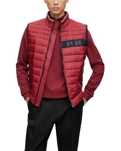 BOSS Boss By Water-repellent Padded Gilet Vest - Red