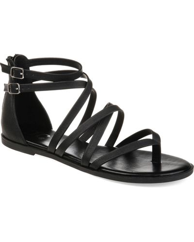 Journee Collection Zailie Strappy Gladiator Flat Sandals - Black