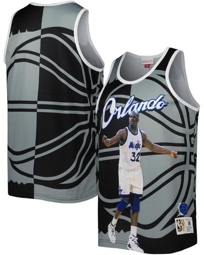 Mitchell & Ness Shaquille O'neal Black And Gray Orlando Magic Sublimated Player Tank Top