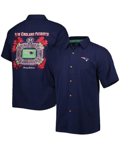 Tommy Bahama New England Patriots Top Of Your Game Camp Button-up Shirt - Blue