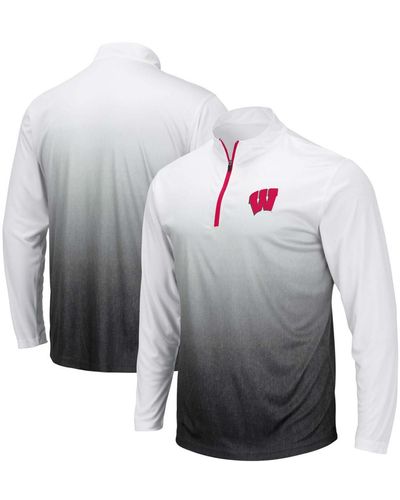 Colosseum Athletics Wisconsin Badgers Magic Team Logo Quarter-zip Jacket - Gray