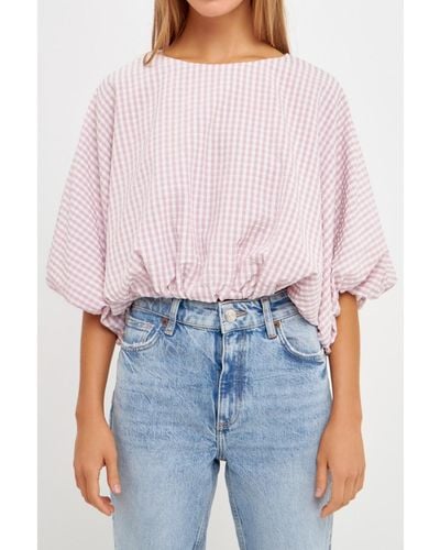 English Factory Voluminous Cropped Top - Blue