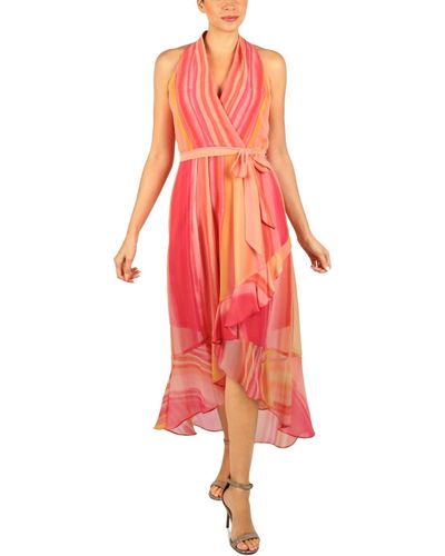 Julia Jordan Printed High-low Faux-wrap Dress - Multicolor