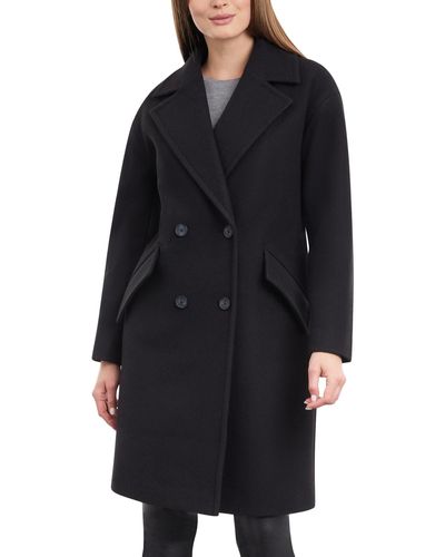 Lucky Brand Double-breasted Drop-shoulder Coat - Black