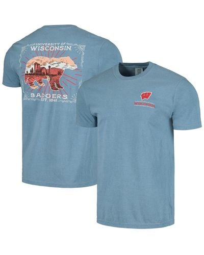 Image One Wisconsin Badgers State Scenery Comfort Colors T-shirt - Blue