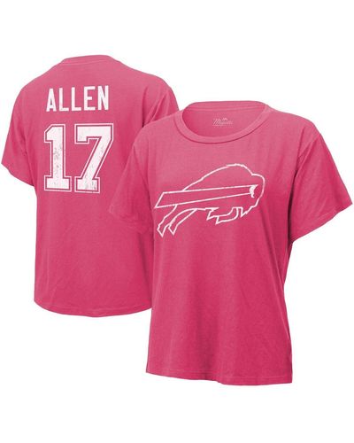 Majestic Threads Josh Allen Distressed Buffalo Bills Name And Number T-shirt - Pink