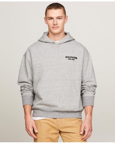 Tommy Hilfiger Monotype Mouline Logo Pullover Hoodie - Gray