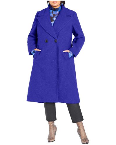 City Chic Plus Size Daniella Coat - Blue