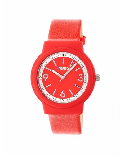 Crayo Vivid Leatherette Strap Watch 36mm - Red