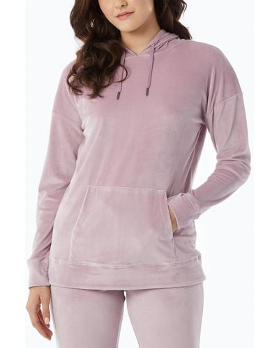 32 Degrees Velour Pouch-pocket Pullover Hoodie - Purple