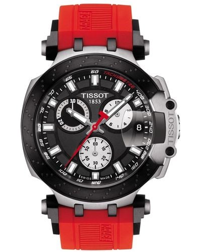 Tissot Swiss Chronograph T-sport T-race Silicone Strap Watch 47.6mm - Red