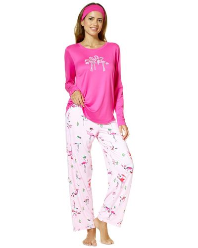 Hue 3-pc. Pajamas & Headband Set - Pink