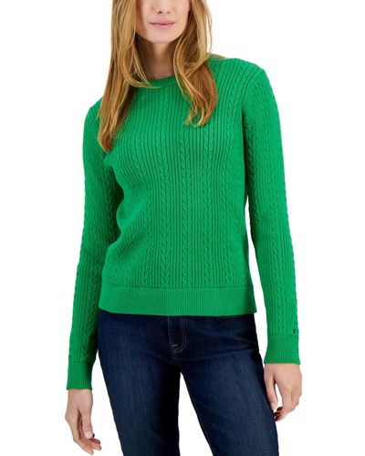 Tommy Hilfiger Cotton Mirrored Cable-knit Sweater - Green