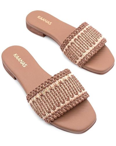 Kaanas Ayla Contrast Boho Strap Slip-on Sandal - Pink