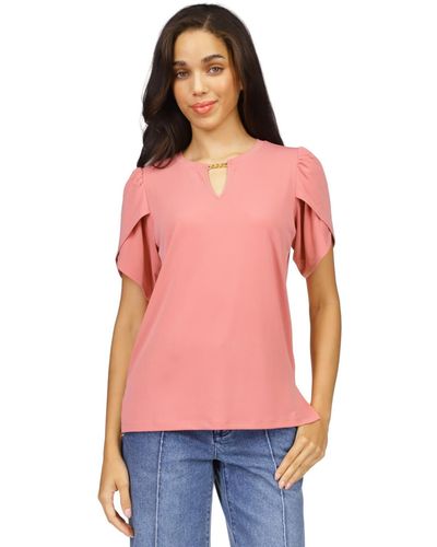 Michael Kors Michael Chain-neck Keyhole Top - Red