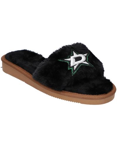 FOCO Dallas Stars Faux Fur Slide Slippers - Black