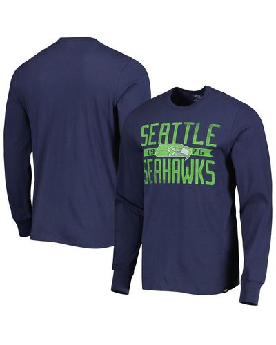 '47 College Distressed Seattle Seahawks Brand Wide Out Franklin Long Sleeve T-shirt - Blue