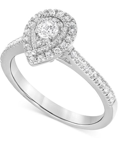 Macy's Diamond Pear Halo Engagement Ring (1/2 Ct. T.w. - White