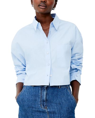 French Connection Alissa Cotton Cropped Shirt - Blue