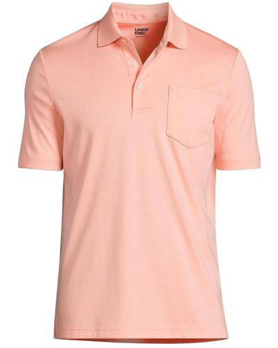 Lands' End Short Sleeve Cotton Supima Polo Shirt - Pink