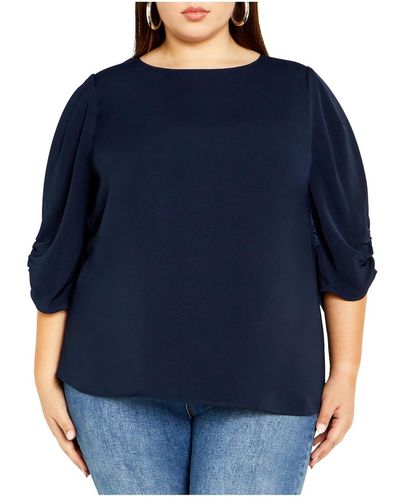 City Chic Plus Size Emery Top - Blue