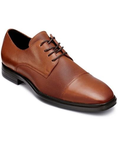 Karl Lagerfeld Leather Cap Toe Derby Lace-up Shoes - Brown