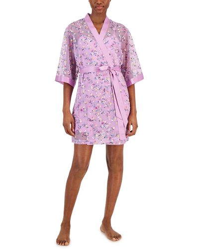 INC International Concepts Inc Floral Embroidered Robe - Pink