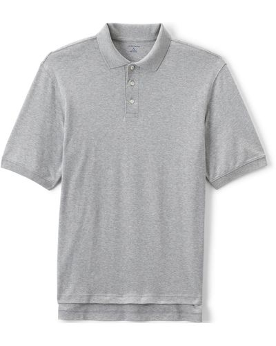 Lands' End School Uniform Short Sleeve Interlock Polo Shirt - Gray