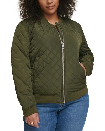 Levi's Plus Size Trendy Diamond Quilted Bomber Jacket - Green