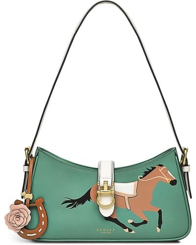 Radley Kentucky Derby Ss24 Small Zippered Leather Shoulder - Green
