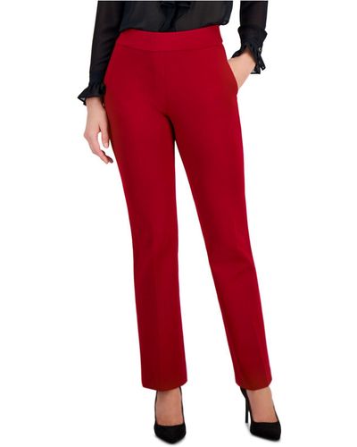 Anne Klein Womens Zippered Pocketed Wear To Work Straight Leg Pants Red Size 18w