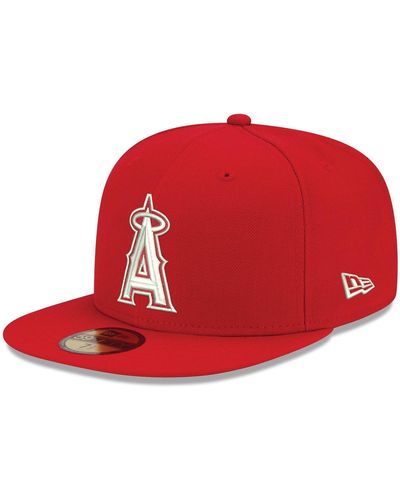 KTZ Los Angeles Angels Logo White 59fifty Fitted Hat - Red