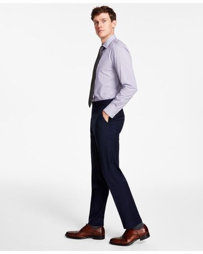 Tommy Hilfiger Modern-fit Th Flex Stretch Plaid Wool Blend Suit Pants - White