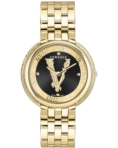 Versace Swiss Thea Gold Ion Plated Stainless Steel Bracelet Watch 38mm - Metallic