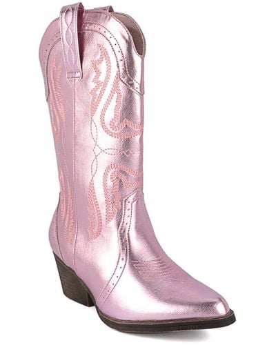 Sugar Tammy Tall Cowboy Boots - Pink