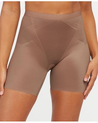 Spanx Thinstincts 2.0 High-waisted Mid-thigh Girl Shorts - Brown