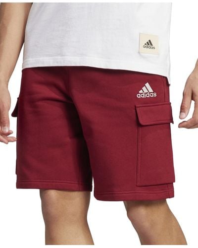 adidas Essentials Fleece Cargo Shorts - Red