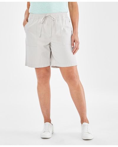 Style & Co. Cotton Drawstring Pull-on Shorts - White