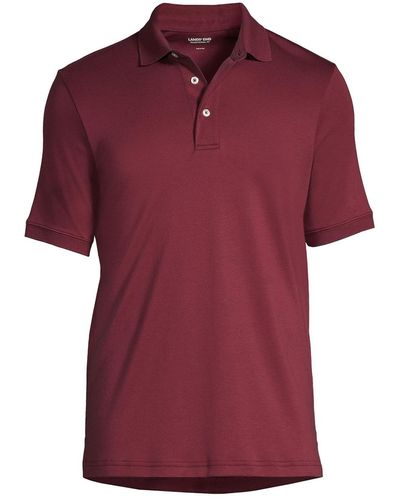 Lands' End Short Sleeve Supima Polo Shirt - Red