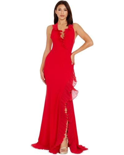 Dress the Population Kathleen Ruffled Dress - Red
