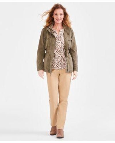 Style & Co. Style Co Drop Earrings Twill Jacket Knit Shirt Straight Leg Jeans Wileyy Ankle Booties Created For Macys - Natural