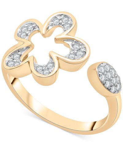 Wrapped in Love Diamond Flower Cuff Ring (1/6 Ct. T.w. - Metallic