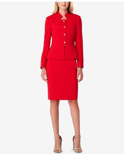 Tahari Petite Peplum Skirt Suit - Red