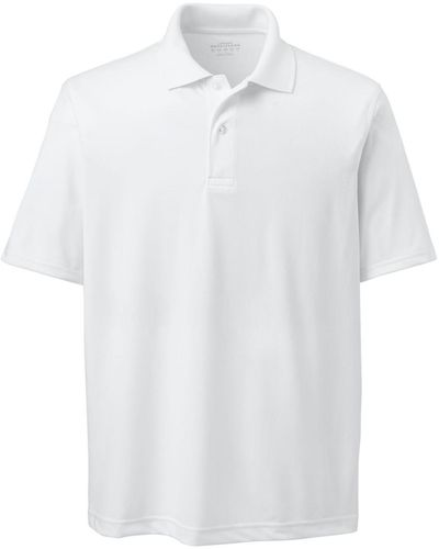 Lands' End School Uniform Short Sleeve Polyester Polo Shirt - White