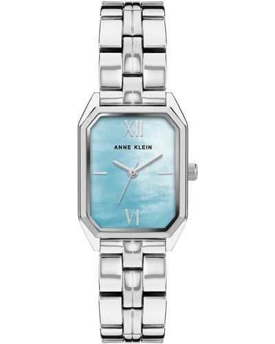Anne Klein Three Hand Quartz Silver-tone Alloy Link Bracelet Watch - Blue