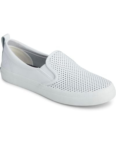 Sperry Top-Sider Crest Twin Gore Perforated Slip On Sneakers - White