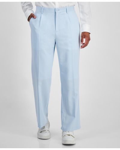 INC International Concepts Kai Classic-fit Solid Pleated Suit Pants - Blue