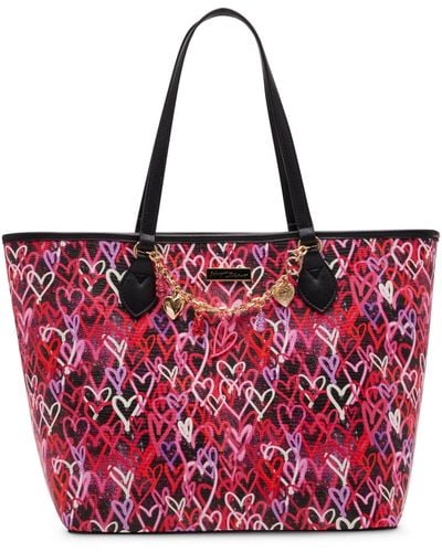 Large Betsey Johnson Tote / Handbag, Metallic Pink With