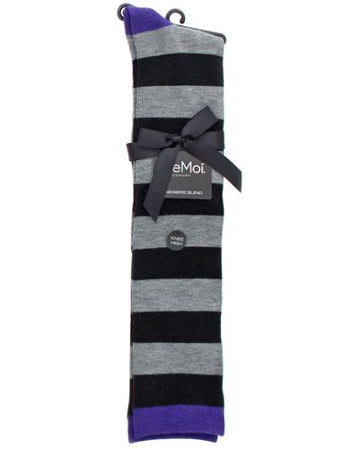 Memoi Shaded Stripes Cashmere Blend Knee High Socks - Black