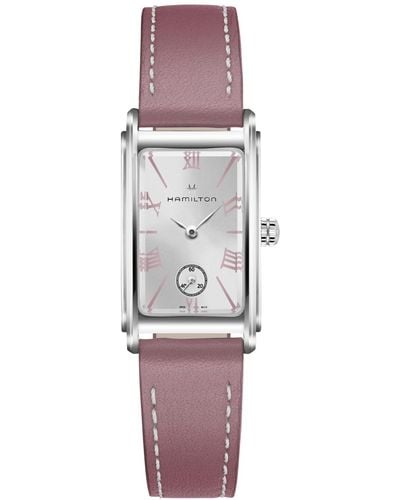 Hamilton Swiss Ardmore Rose Leather Strap Watch 18.7x27mm - Multicolor